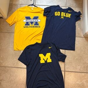 Bundle of Michigan Wolverines T-Shirts. Dri-fit, Perfect Condition, Medium